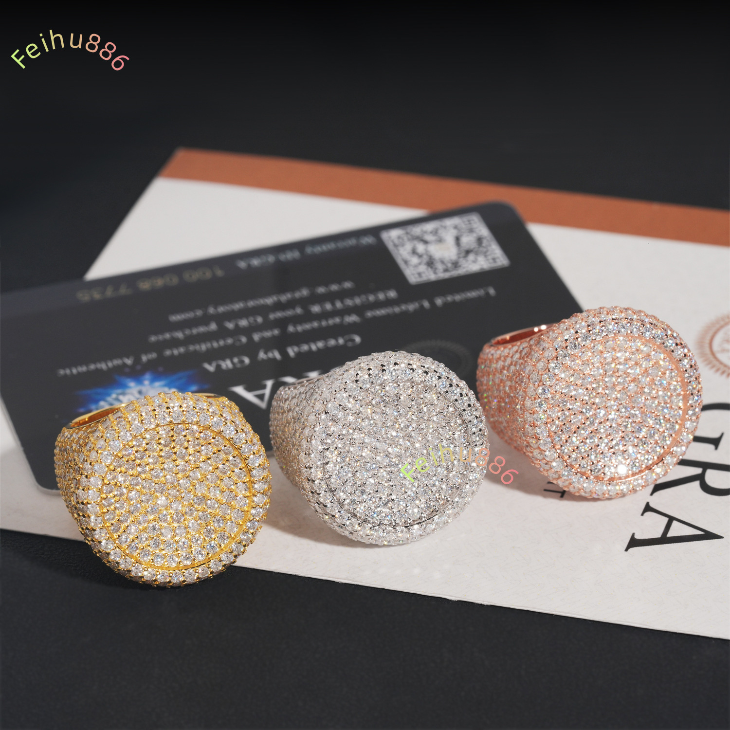 Original 925 Sterling Silver Men and Womens Moissanite Finger Rings Hip Hop Full Moissanite Rings for Men