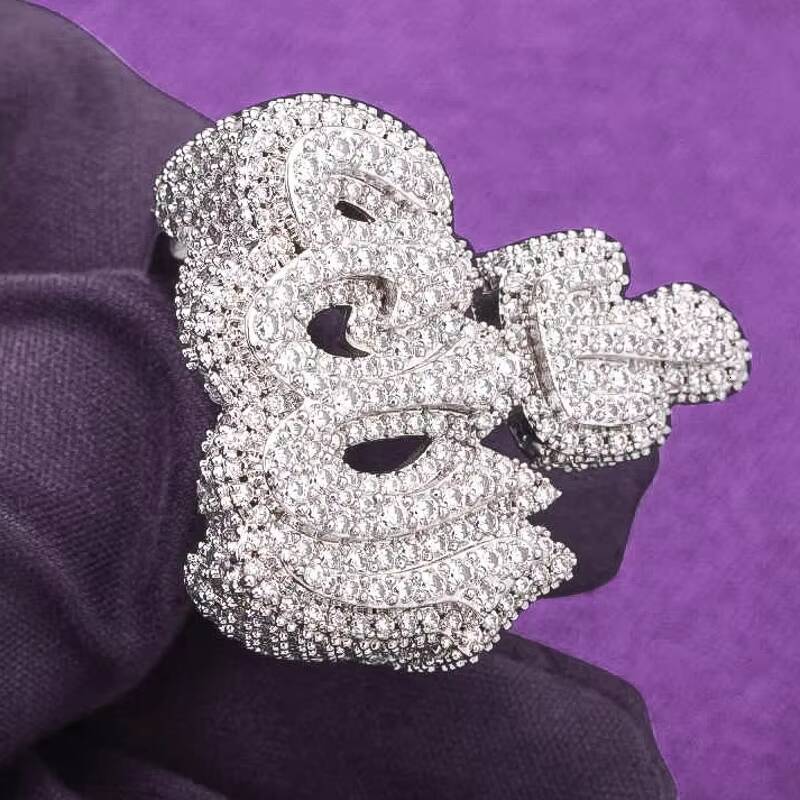 Pass Diamond Tester Hip Hop D Color VVS Bling Moissanite Cluster Allah Ring With 925 Sterling Silver GRA Women Men