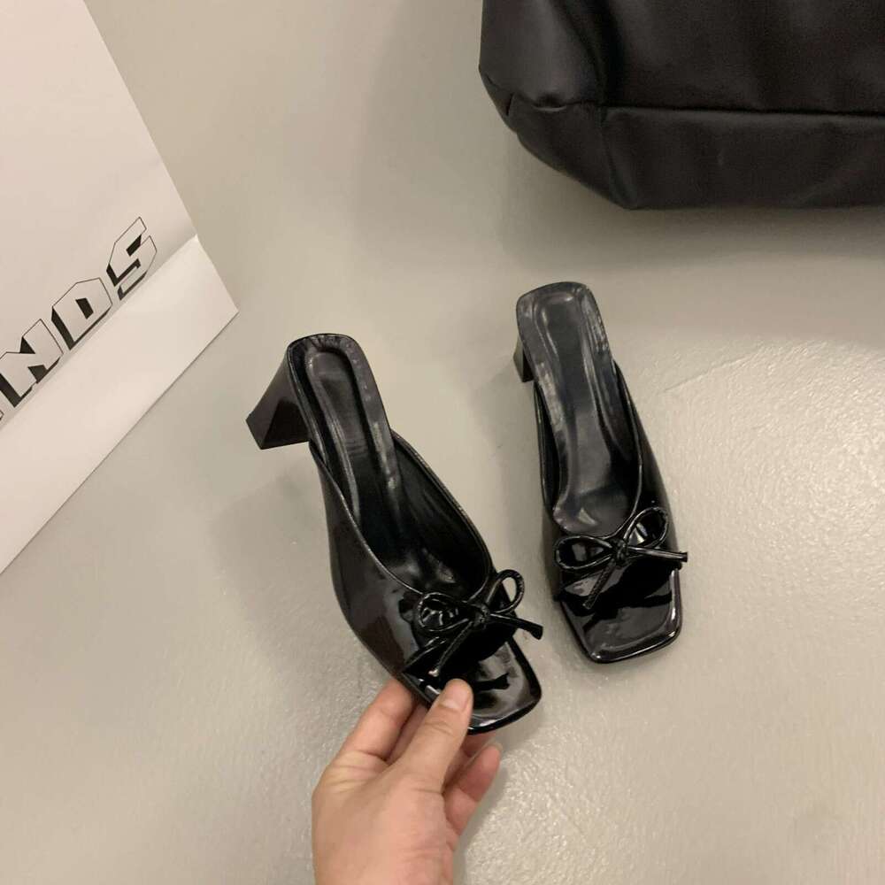 French Style Bowknot Designer Shoes Chunky Heel Sandals for Women Outdoor 2025 New Summer Large Size Peep Toe High Heels