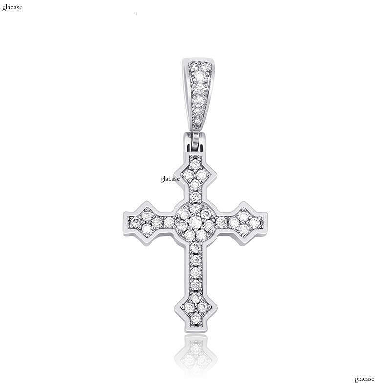 Simple Cross Pendant Full Moissanite chain Hip Hop Necklace Accessory