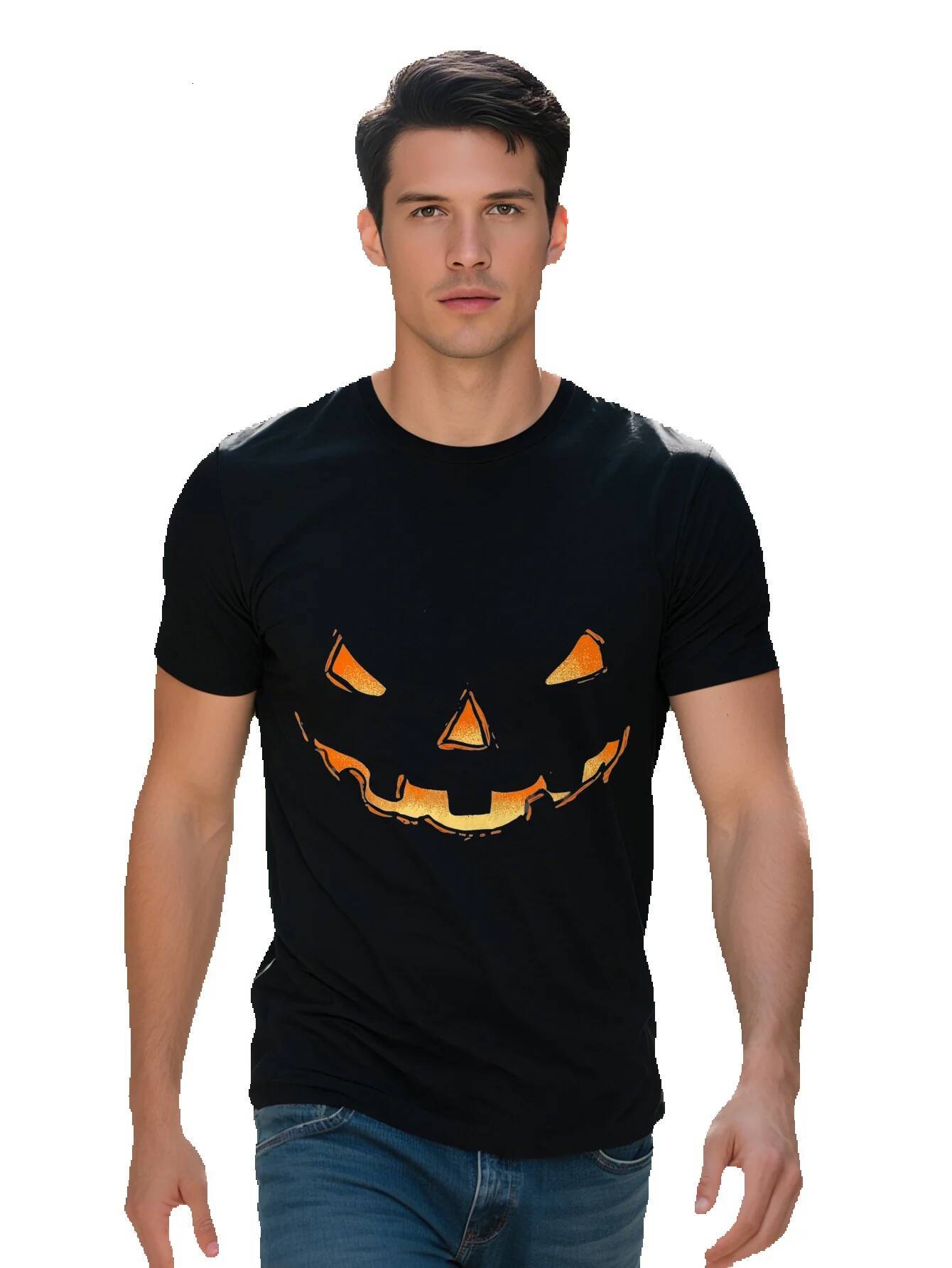 Jack O Lantern Halloween Pumpkin Face Costume Men Shirt Cotton T shirt Links 05f59 afa97
