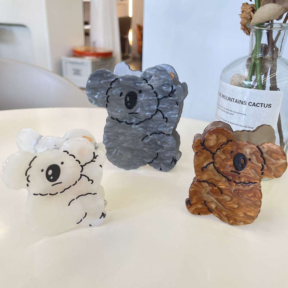 New Acrylic Koala Claw Cute Cartoon Hair Tree Bag Bear Hairpin Animal Style Girl Shark Clip