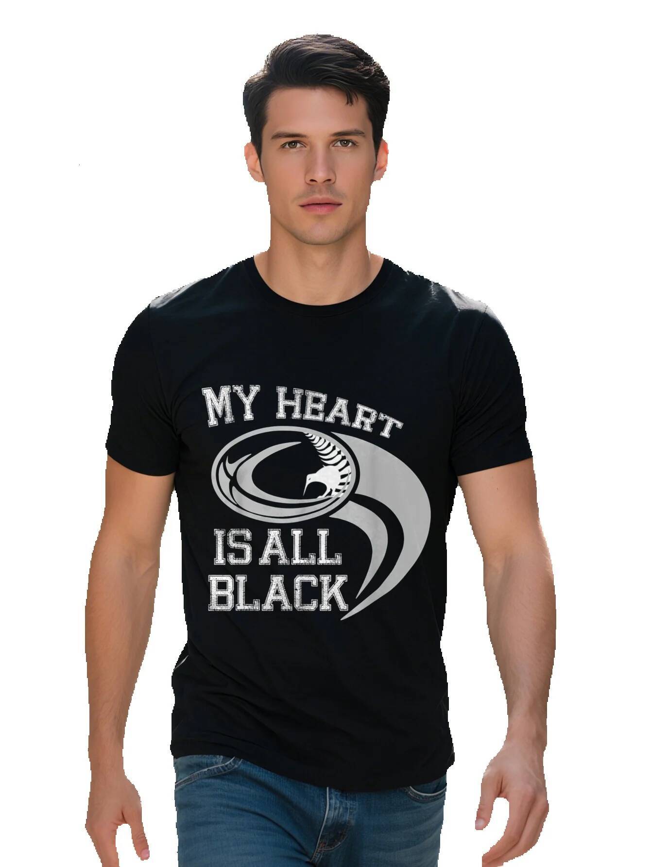 My Heart Is All Black Rugby New Zealand Fan T Shirt g 3c80d