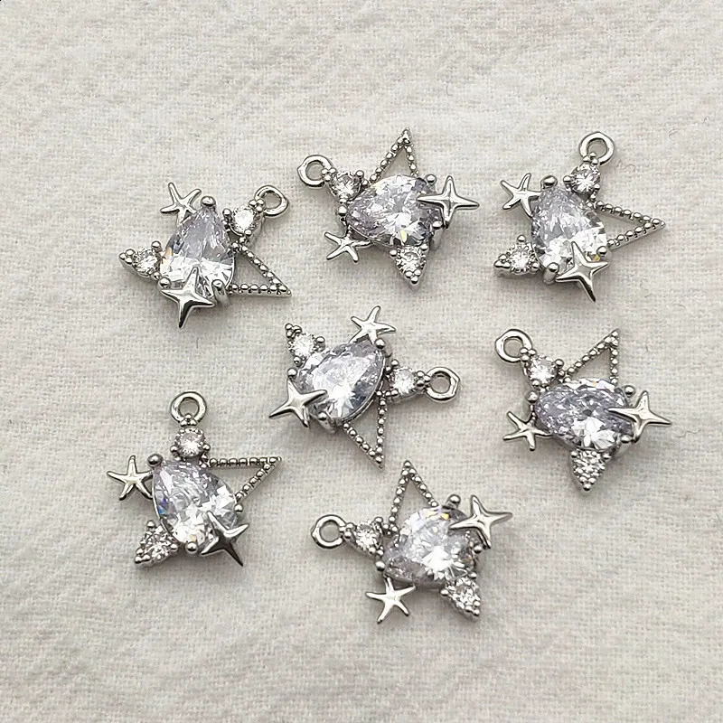 ARRIVAL 16x14mm 50pcs Cubic Zirconia Pendant Star Charm For Handmade Earring Necklace Part DIY AccessoriesJewelry Findings 250807