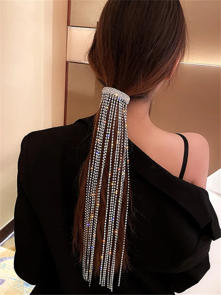 XIALUOKE Vintage Shine Full Hairpins For Women Bijoux Long Tassel Crystal Hair Barrettes Wedding Banquet Jewelry 250804