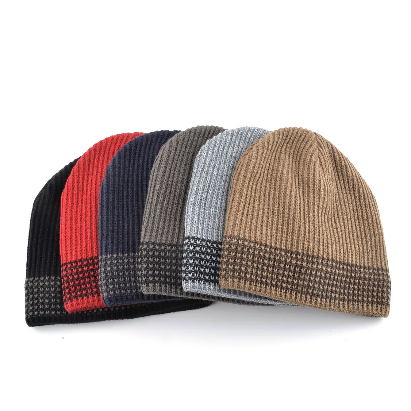 Mens Skullies Beanies Knitted Wool Hats Men Winter Knitting Thick Beanie Hat Double Layer Solid Color Velvet Warm Bonnet Cap 250805