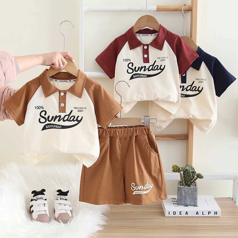Childrens Clothing Set for Baby Boy Girl Summer Letter Polo T-Shirt Shorts 2-Piece Suit Cute Infant Outfit Z250811