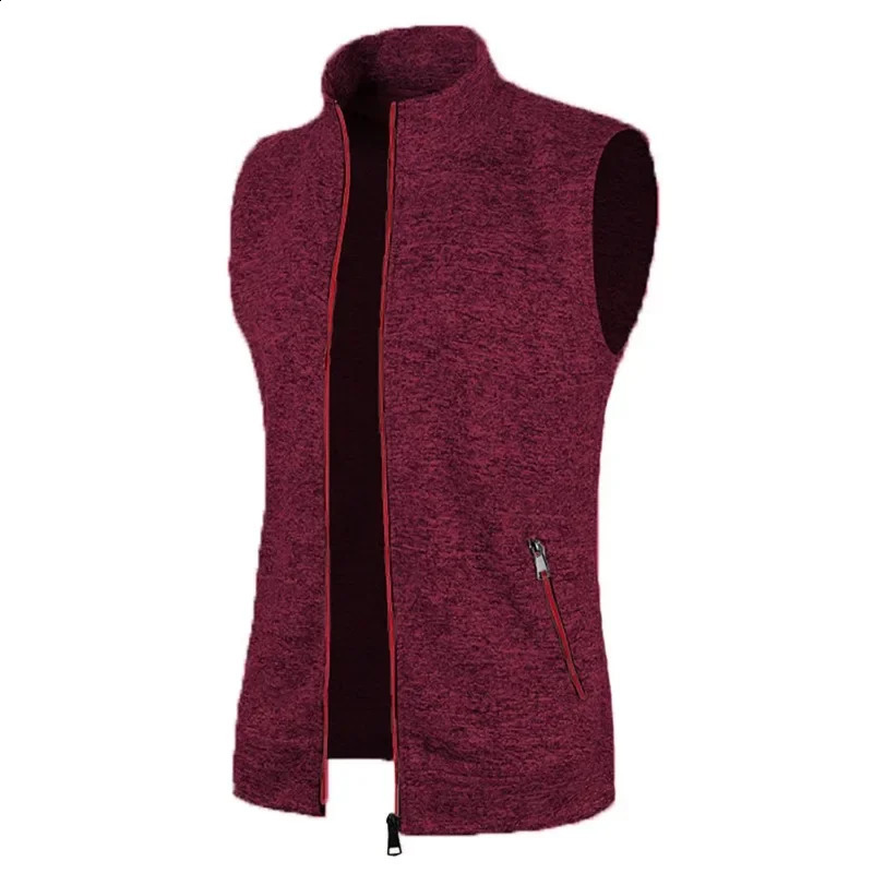 Autumn Mens Zipper Sleeveless Coats Outdoor Turtleneck Sweaters Breathable Solid Color Streetwear Jacket Vest Men Athletic Tops 250809