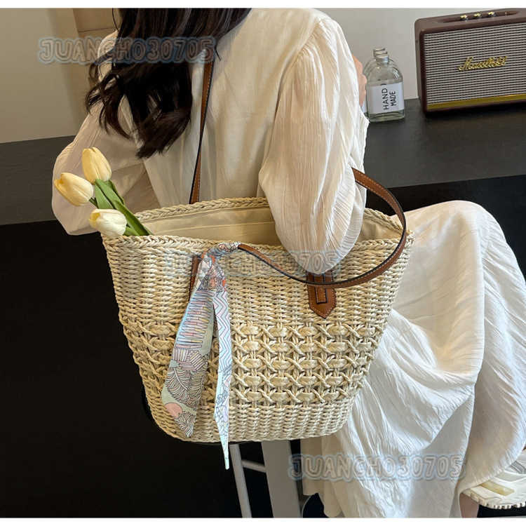 Woven Straw Bag Large Capacity 2025 Summer New Vacation Versatile Shoulder Basket Handheld Beach Bag H250809