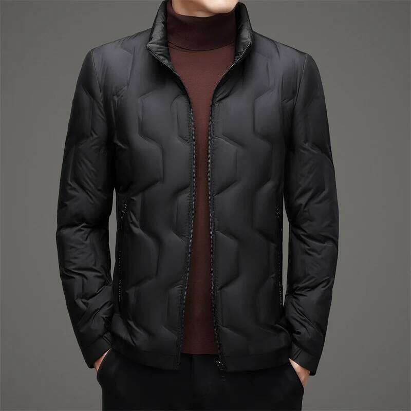 Casual Men's Lightweight Duck Jackets Solid Color Windproof Warm Puffer Coats Outwear Slim Stand Collar Tops Down Clothing