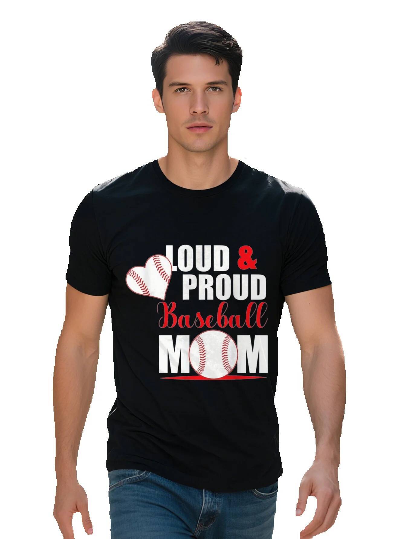 Men s Cotton Mom T Shirt Loud Proud Graphic Design Short Sleeve Fit hine Washable Perfect for Casual Attire 90706
