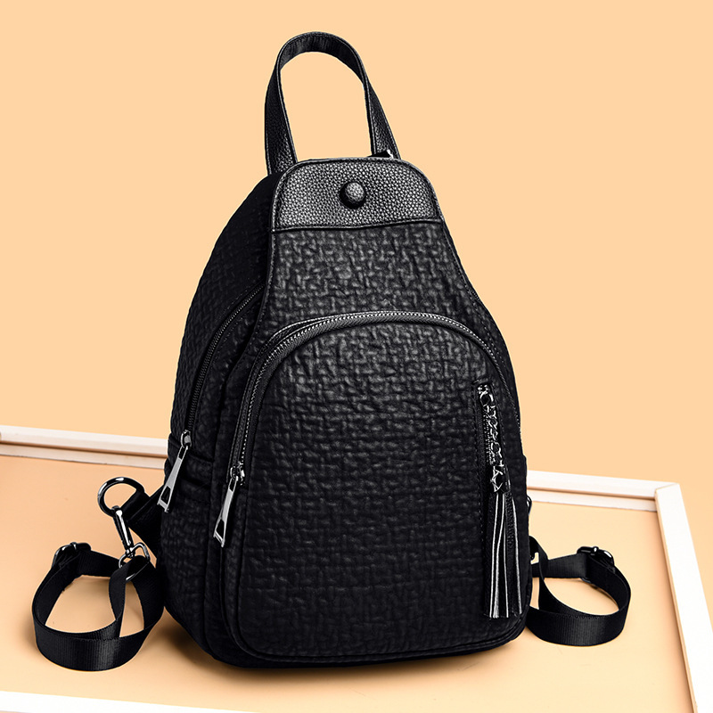 Women's Chest Bag New Fashion Soft Leather Casual Multifunctional Student Small Backpack ddmymoon