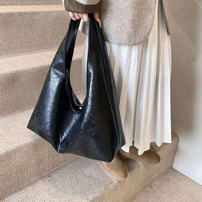 MOODS Retro Shoulder Bags For Women Soft PU Leather Pure Color Underarm Hobo Bag Big Capacity Shopper Totes 2024 Handbags