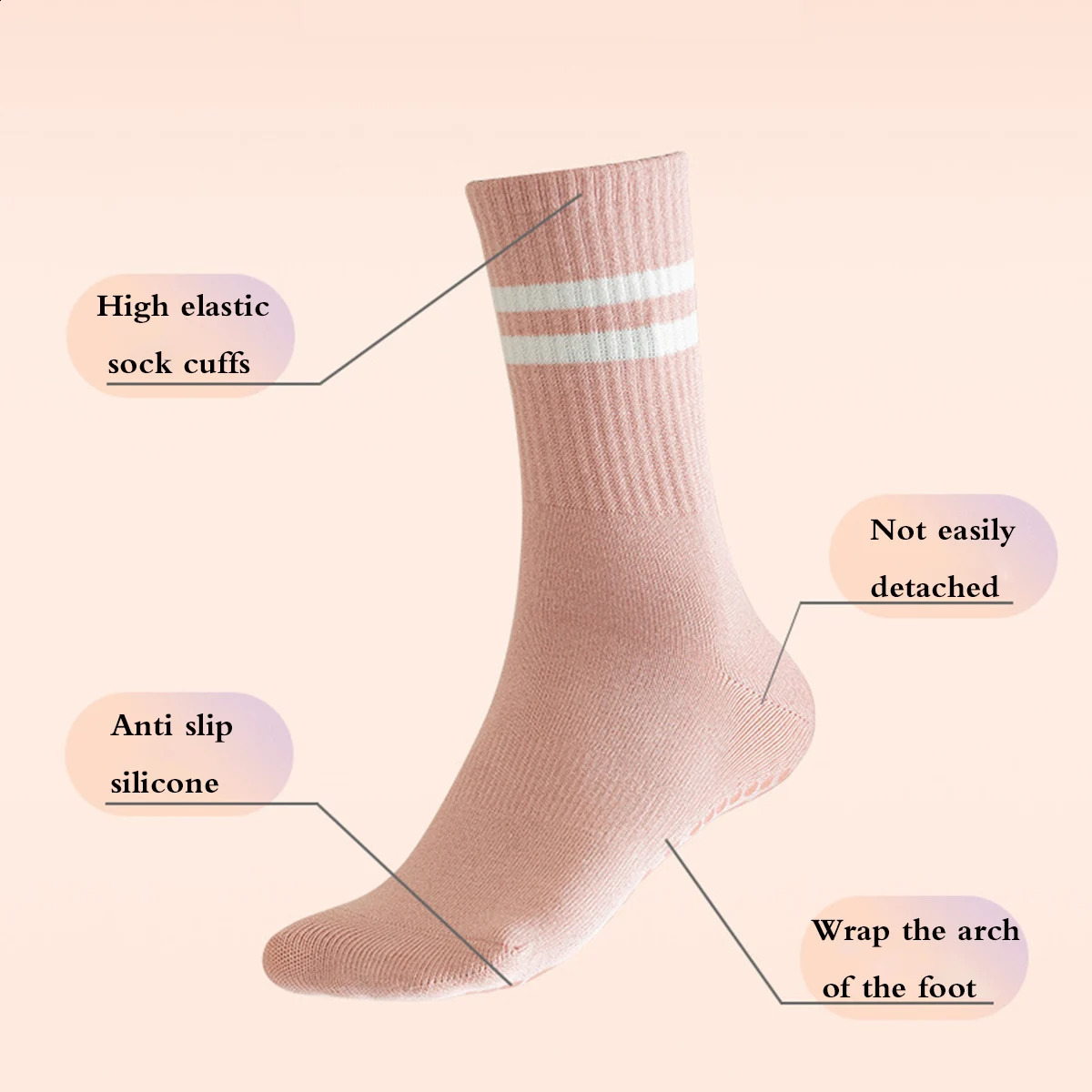 Pilates Socks with Grips for Women Yoga Barre Non Slip of 4pairs 250805