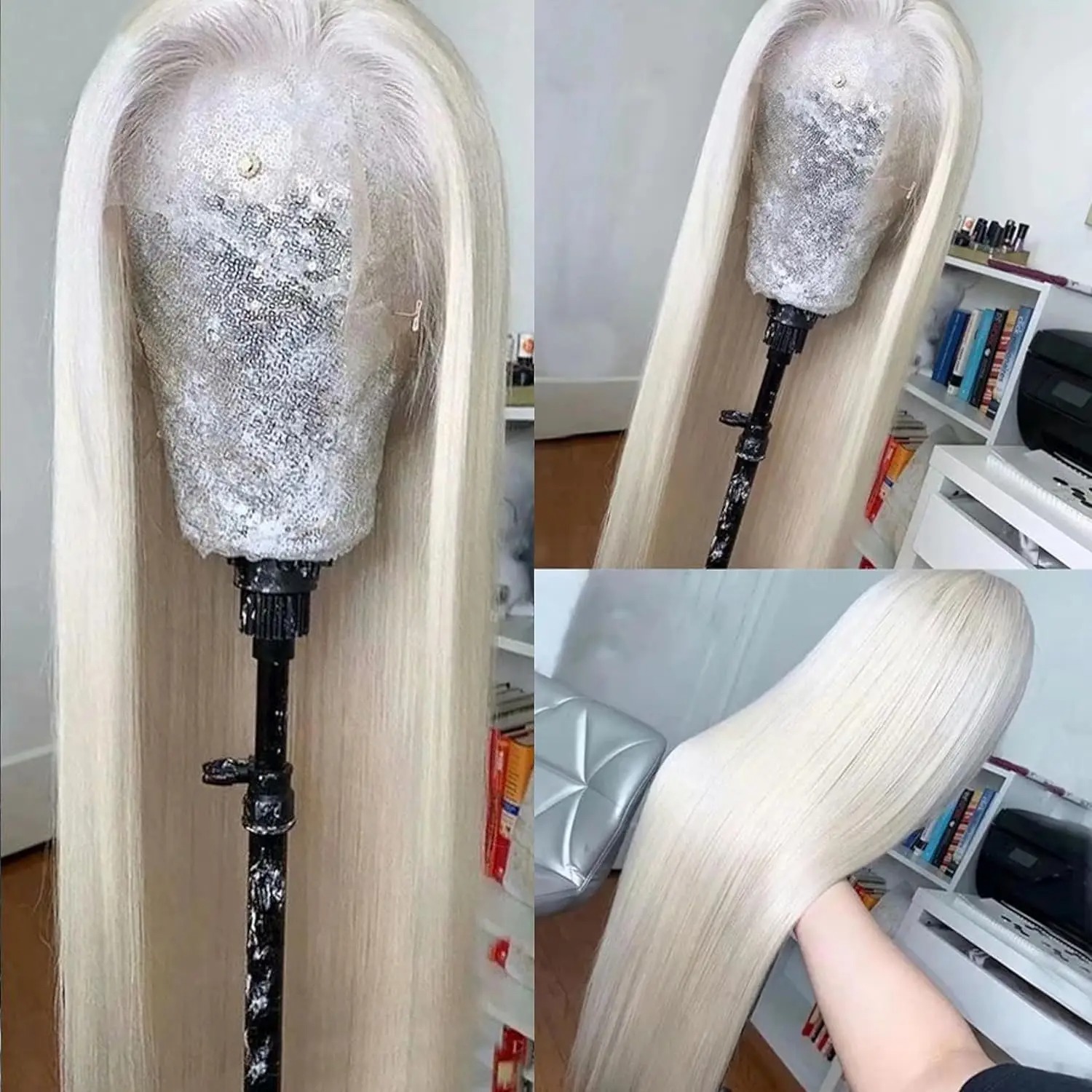 613 Platinum Blonde Lace Front Human Hair Wigs Straight White Colored 13X4 Transparent 360 Lace Frontal Wig Synthetic Ready To Wear For Women