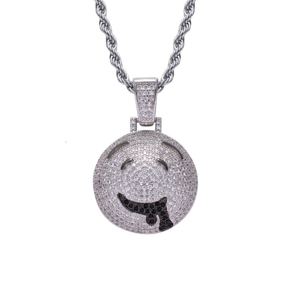 Necklace for Men Jewelry Micro Paved Moissanite chain Cartoon Drooling Face Hip Hop Pendant 111