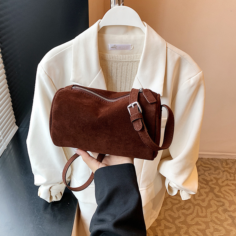 High-End Suede Cylinder for Women 2025 New Fashion Niche Pillow Single Shoulder Crossbody Bag Trendy ddmymoon