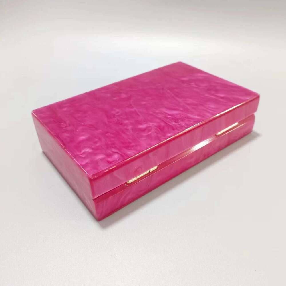 Women's New Rose Red Acrylic Handbag Fashion Wedding Evening Chain Crossbody Bag