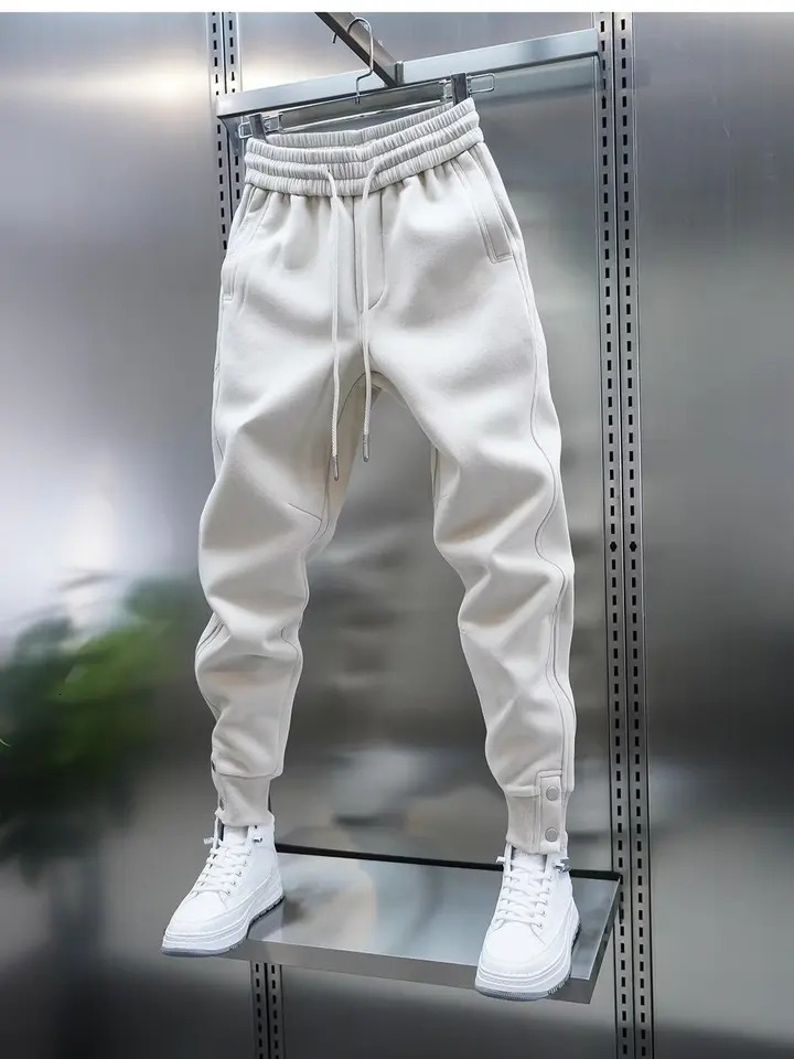 Solid Slim Fit Trousers Mens Casual Pants Loose Pockets Straight Cylinder Leggings Korean Fashion Harajuku Sweatpants y2k pant 250811