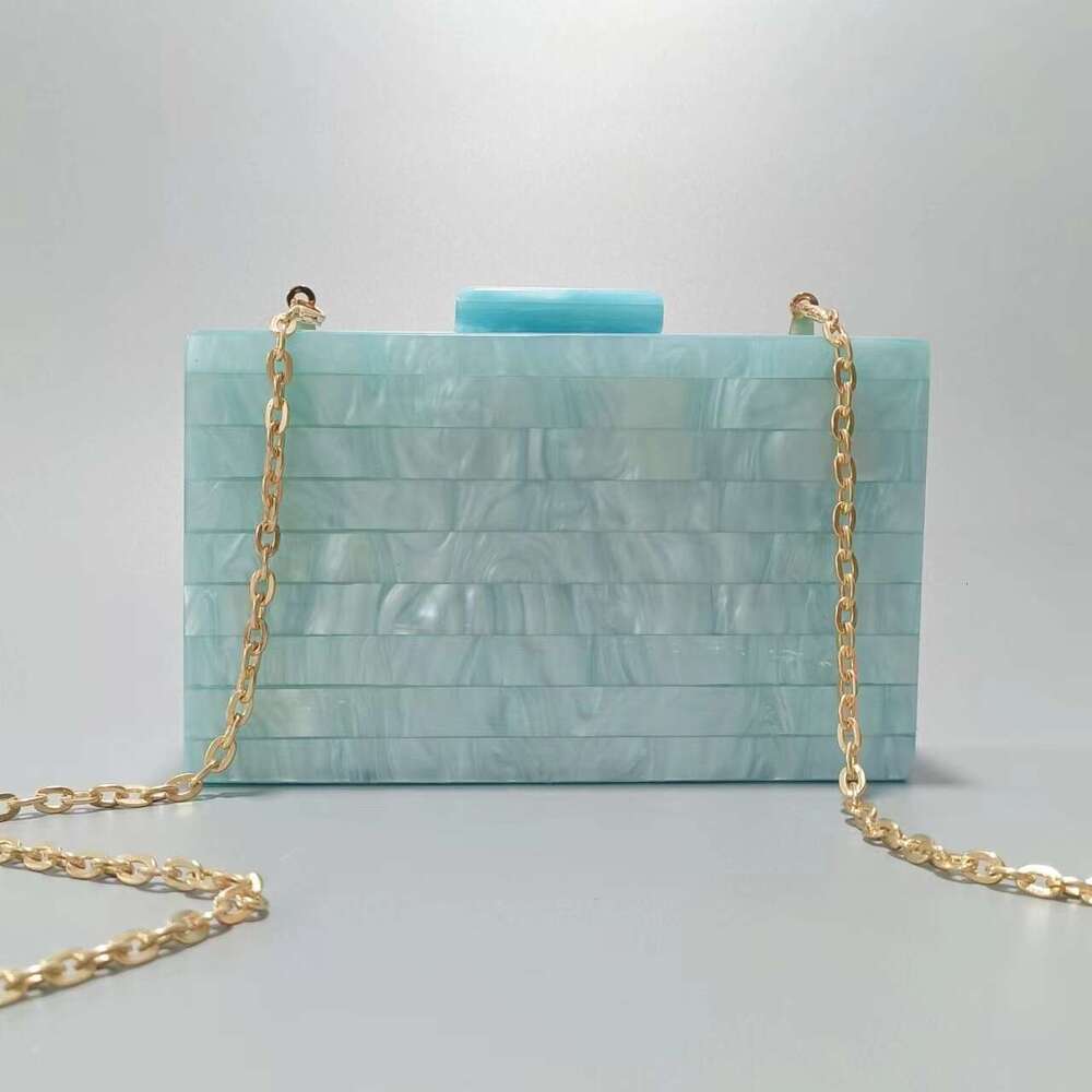 Women's New Fashion Striped Patchwork Pearlescent Acrylic Bag Single Shoulder Crossbody Party Clutch