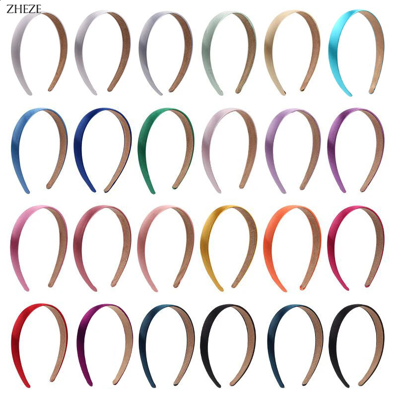 20Pcs/Lot 2CM Width Solid Plain Satin Hairband Girls Head Hoop DIY Hair Accessories Classic Headband For Women Wholesale 250805