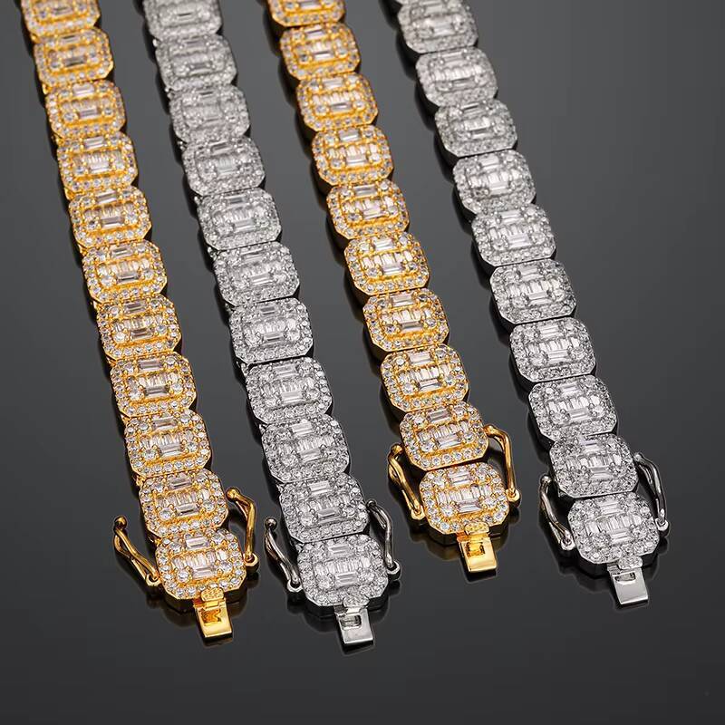 Wholesale High Quality Luxury Iced Out CZ Hip Hop Cuban Tennis Chain Necklace and Bracelet for Men and Women
