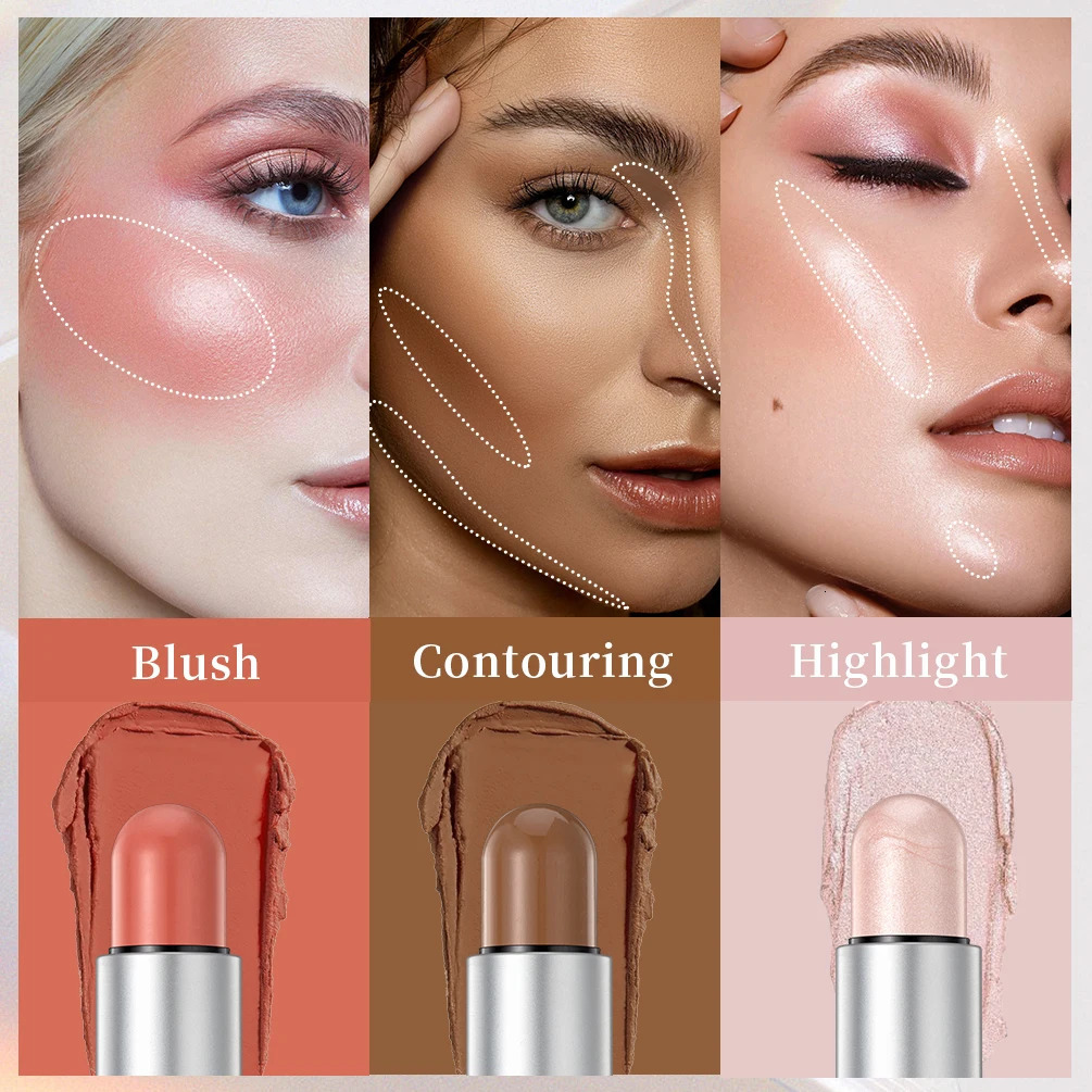 QI Highlighting Bronzer Stick Face Brightening Blusher Rouge Concealer Pen Long Lasting Highlight Contouring Blush Makeup 250811