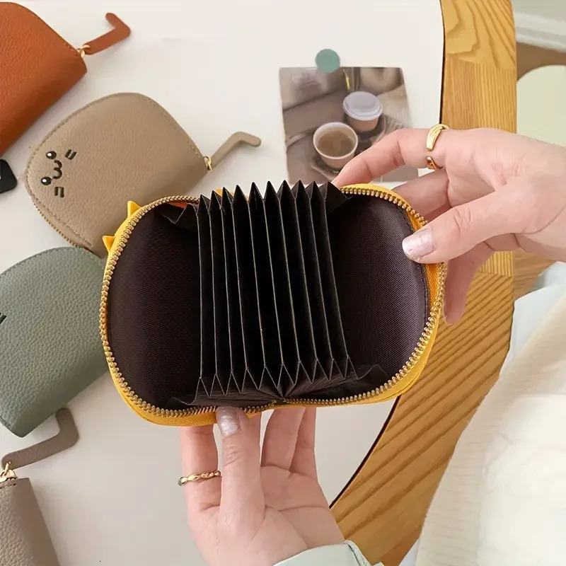 Cartoon Cat shaped n Wallet Womens Multicard slots Holder Cute Fashion Faux Leather Coin Purse Creative ID Card 250811