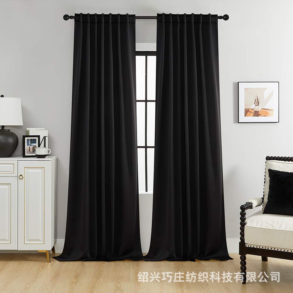 YL-36894 thick double-sided linen blackout curtain project hotel school sound insulation heat insulation blackout cotton linen curtain finished produc