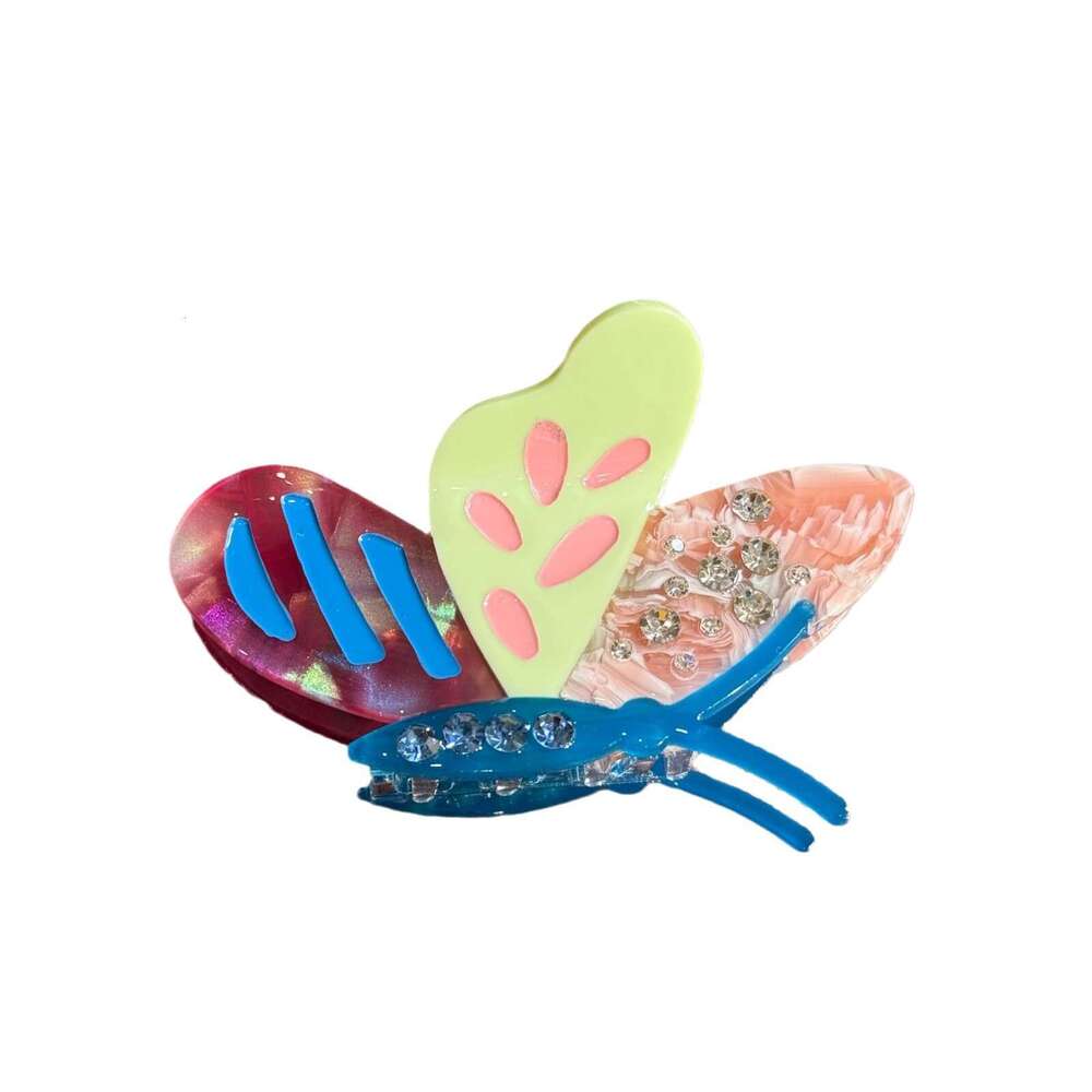 New Korean Version Dot Dia Oil Drop Butterfly Acetate Claw Three Colors High-end Ins Style Elegant Hair Bun Shark Clip