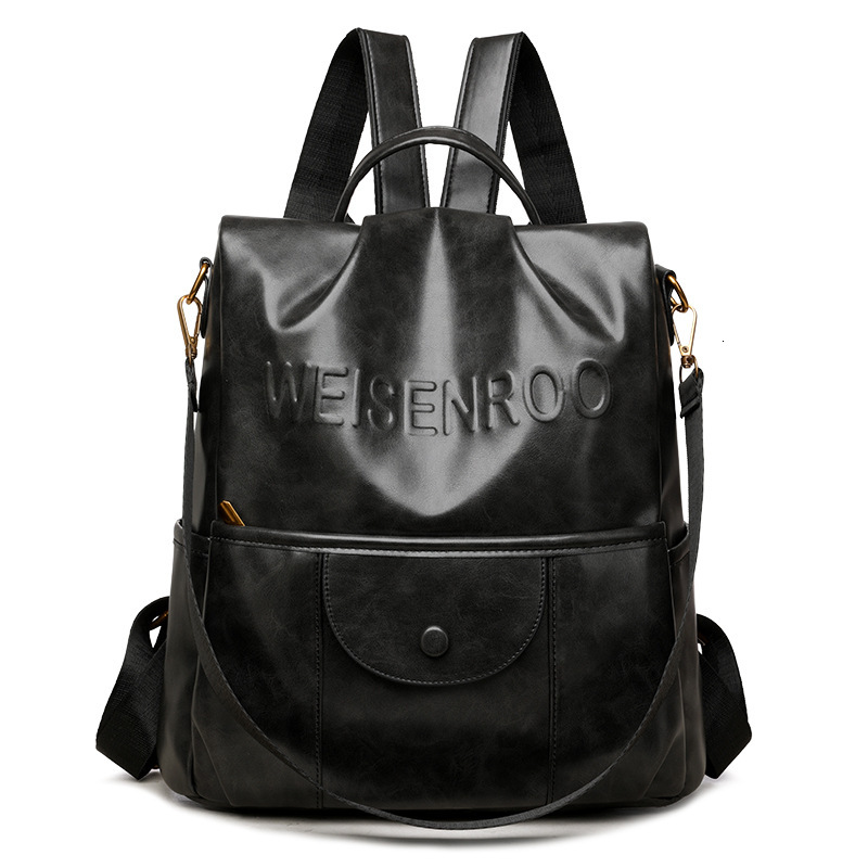 Oil Wax Leather Women's New Casual Anti-theft Backpack Commuting Travel Large Capacity Student Schoolbag ddmymoon