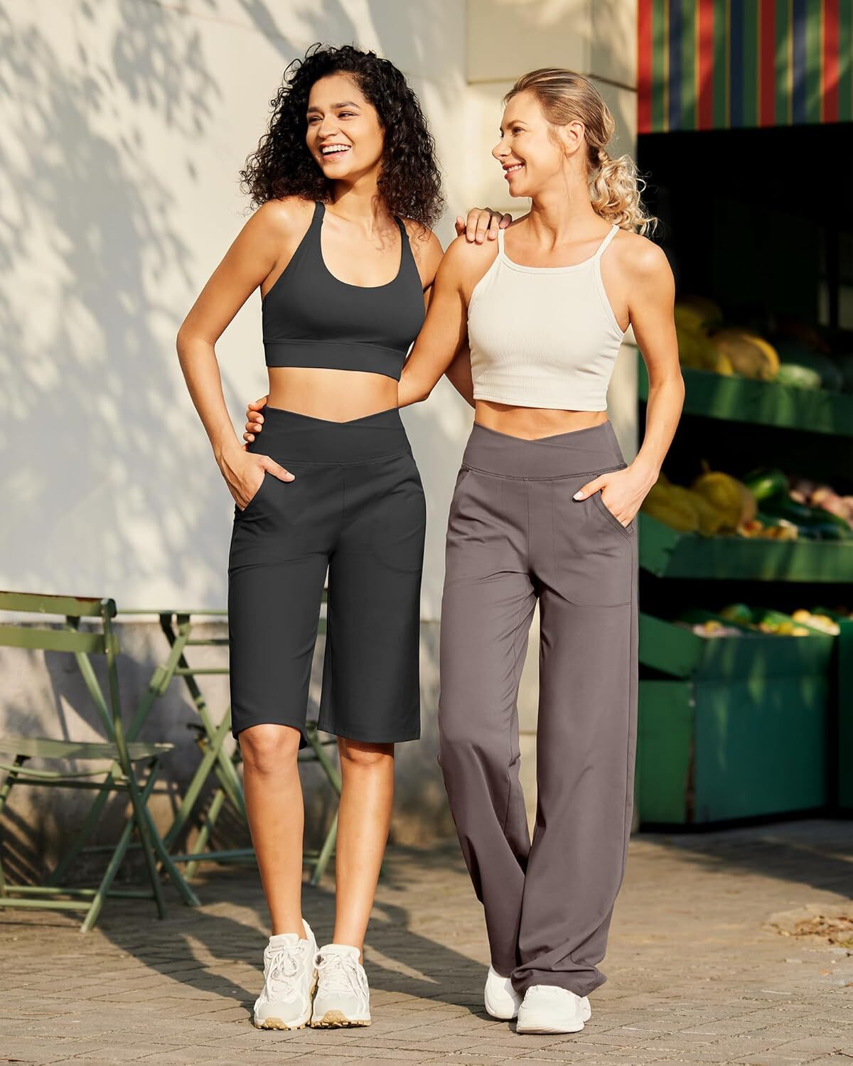 Capri for Women 14" Knee Length Wide Leg Yoga Capris Dressy Casual Summer Crop Pants with Pockets