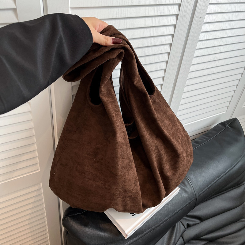 New Large Capacity Commuting Shoulder Suede Women's Lazy Style Casual Underarm Tote Bag ddmymoon