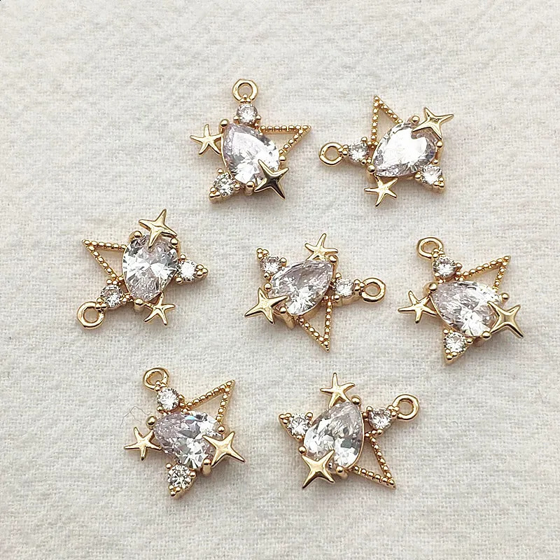 ARRIVAL 16x14mm 50pcs Cubic Zirconia Pendant Star Charm For Handmade Earring Necklace Part DIY AccessoriesJewelry Findings 250807