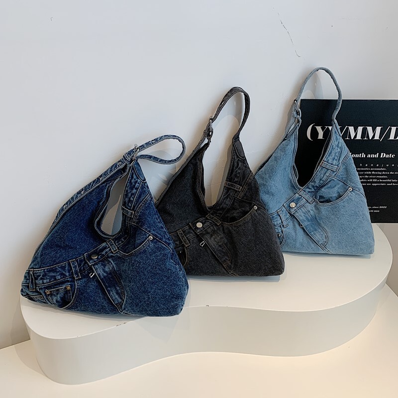 2025 autumn new niche design personalized bag denim armpit bag simple and versatile fashion designer bag women's shoulder bag