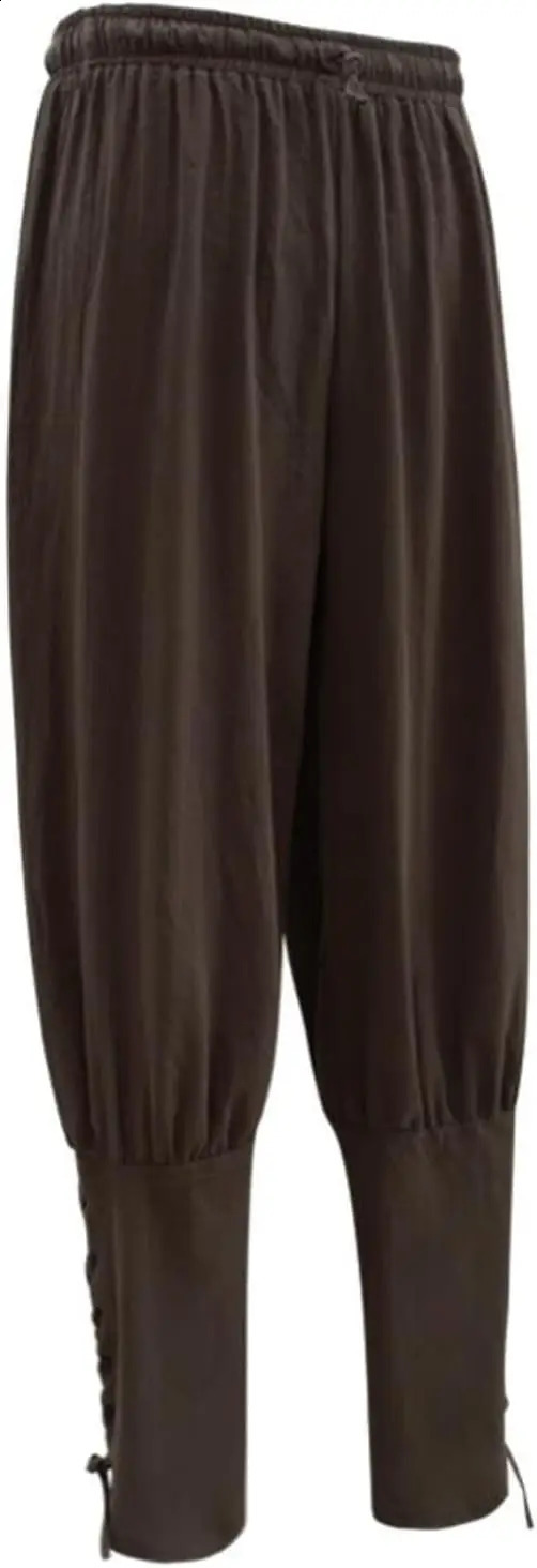 Mens Ankle Banded Pants Medieval Viking Pirate Cosplay Renaissance Trousers for Adult 250729