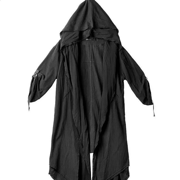 ARENS Techwear Goth Coat Mens Windbreaker Gothic Hip Hop Harajuku Dark Wear Long Cardigan Men Black Japanese Streetwear 250804