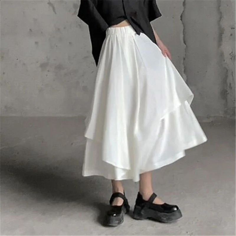 Women Skirts Gothic Irregular Skirts Pants Women High Waist White Black Long Skirts Female Pleated Skirts Culottes Women Clothes 250809