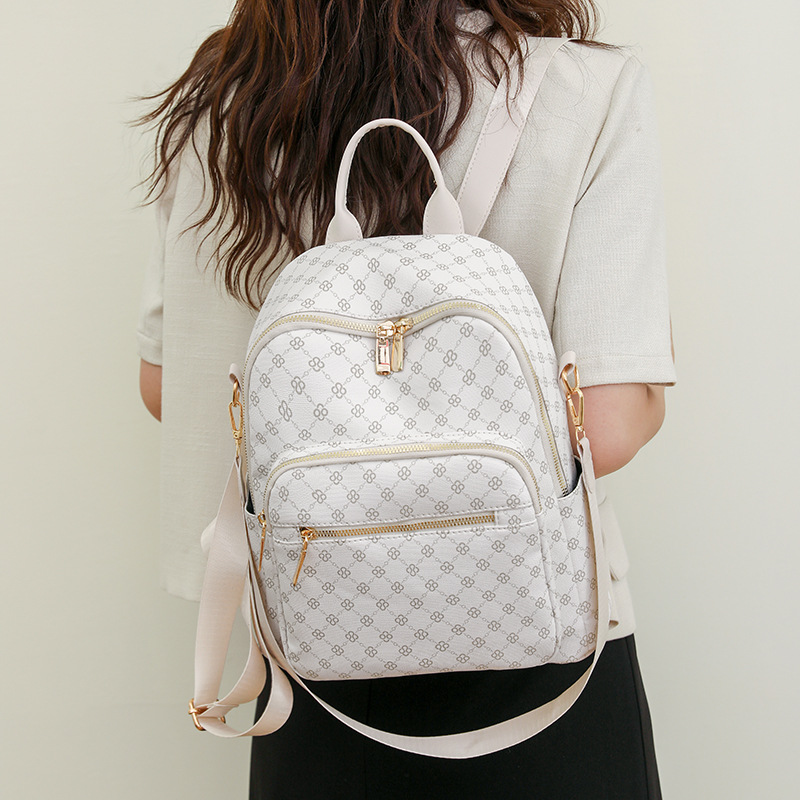 Backpack fashion female new backpack retro printed letters large capacity travel three backpack women 2025s hot