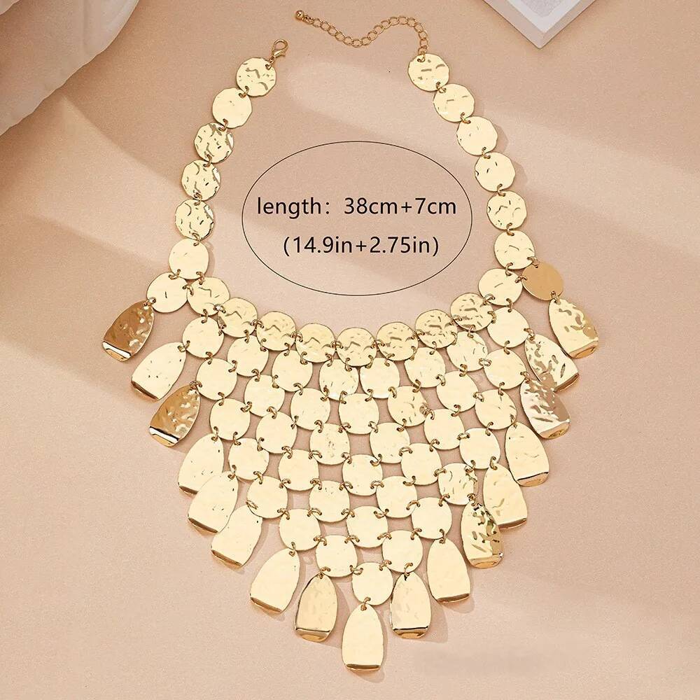 Metallic Sequin Geometric Pendant Necklace Chain Women Girls Gifts Fashion Jewelry Hot Sale Party Gift 2025 New Style Jewelry for Women
