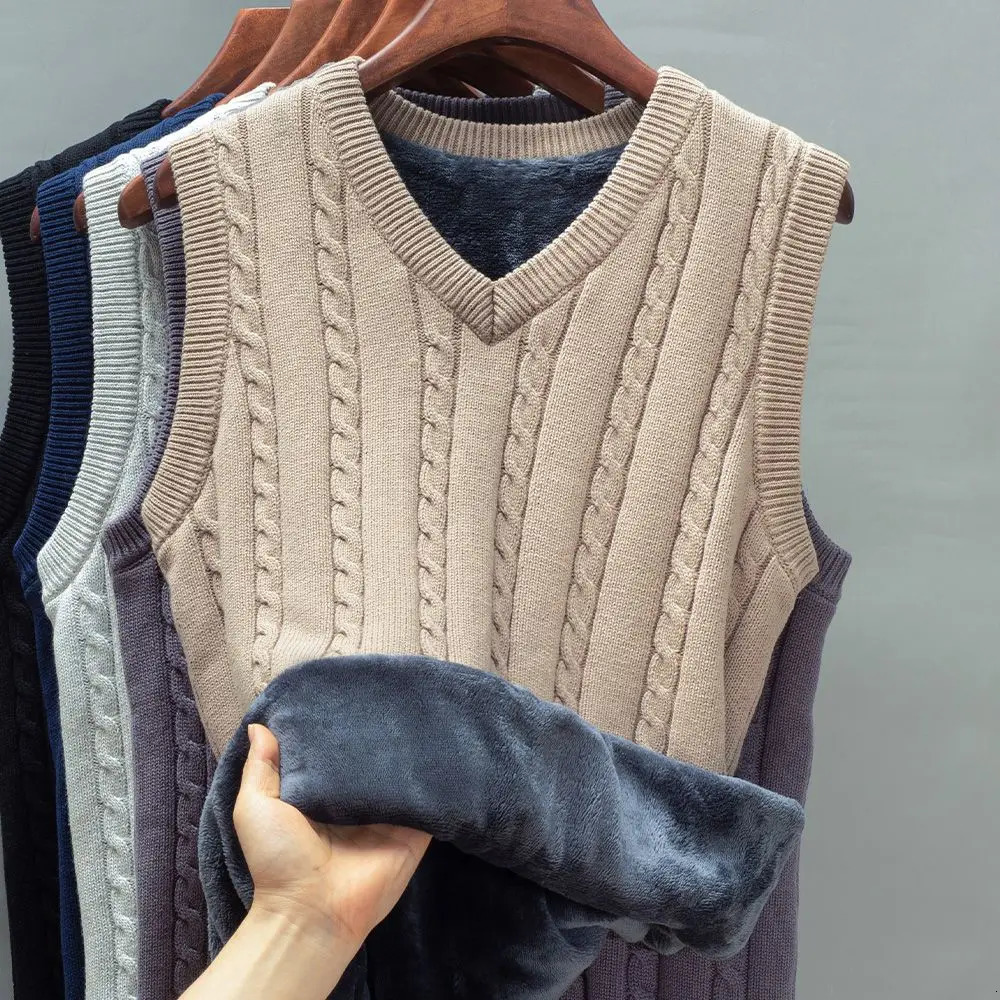 Autumn Winter Thick Fluffy Vest Men Women Warm Sweater Waistcoat Mens Sleeveless Knitted Yarn Casual Vneck Classic 250809