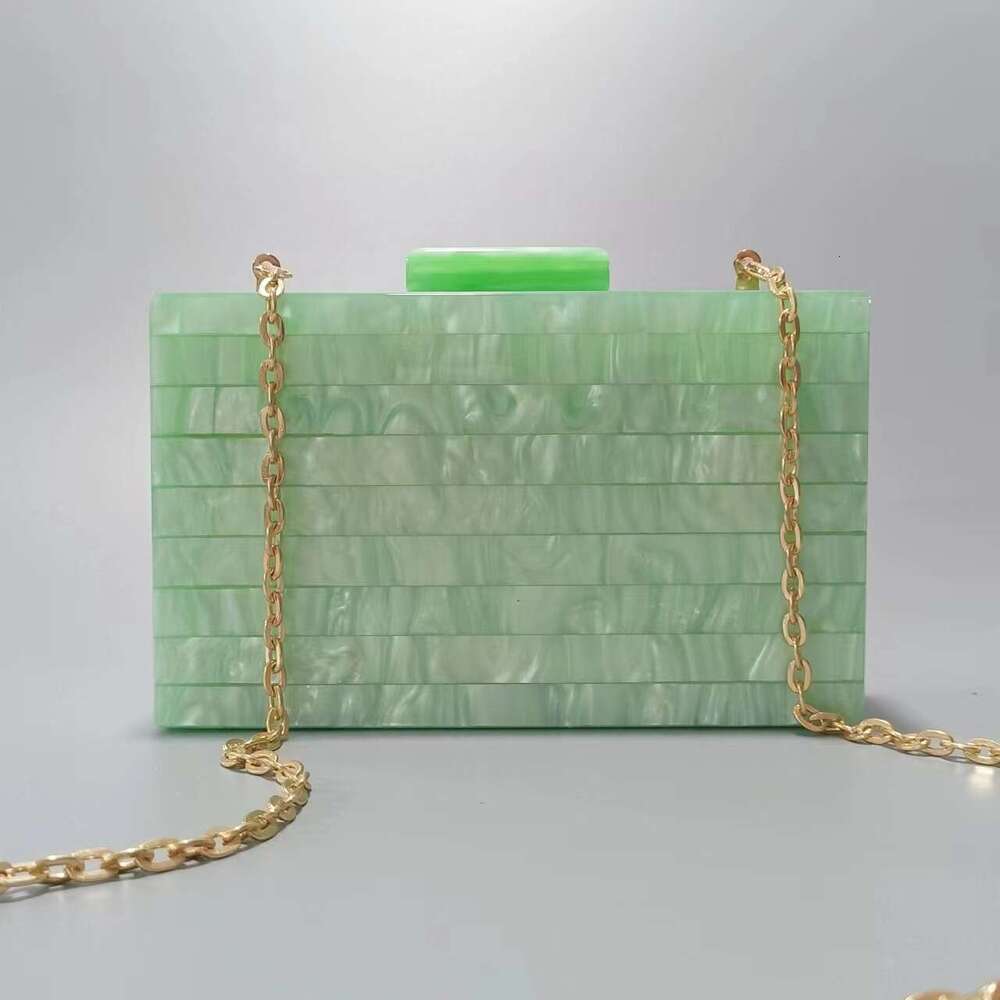 Women's New Fashion Striped Patchwork Pearlescent Acrylic Bag Single Shoulder Crossbody Party Clutch