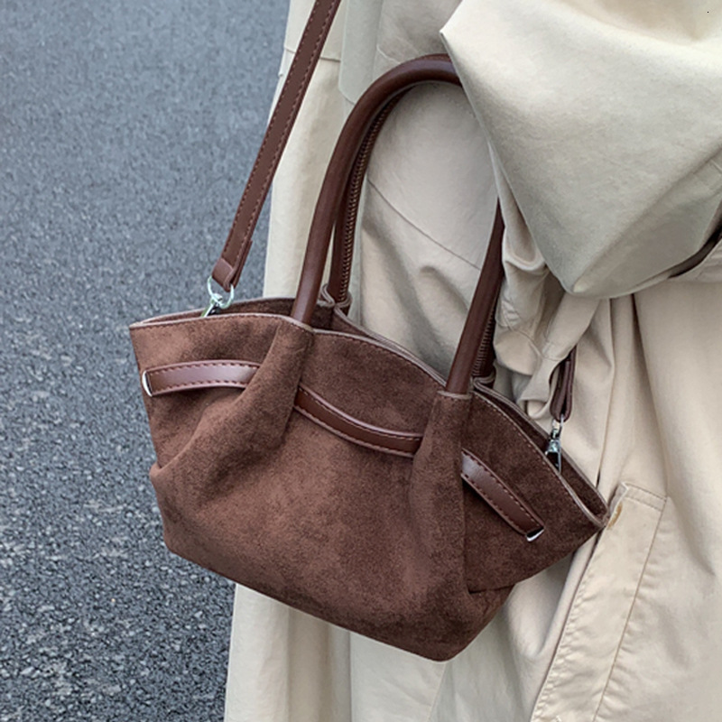 Suede Dumpling Niche Handheld Tote for Women 2025 New High-end Feel Single Shoulder Crossbody Bag ddmymoon
