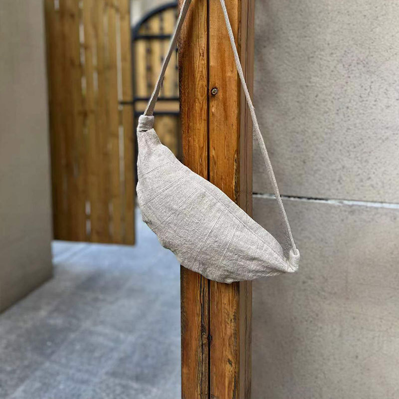 New 2025 Minimalist Art Cotton Luxury Bag, Free Shipping, Designer Linen Slanted Dumpling Canvas Bag, Niche Design, Casual Women's Armpit Handbag