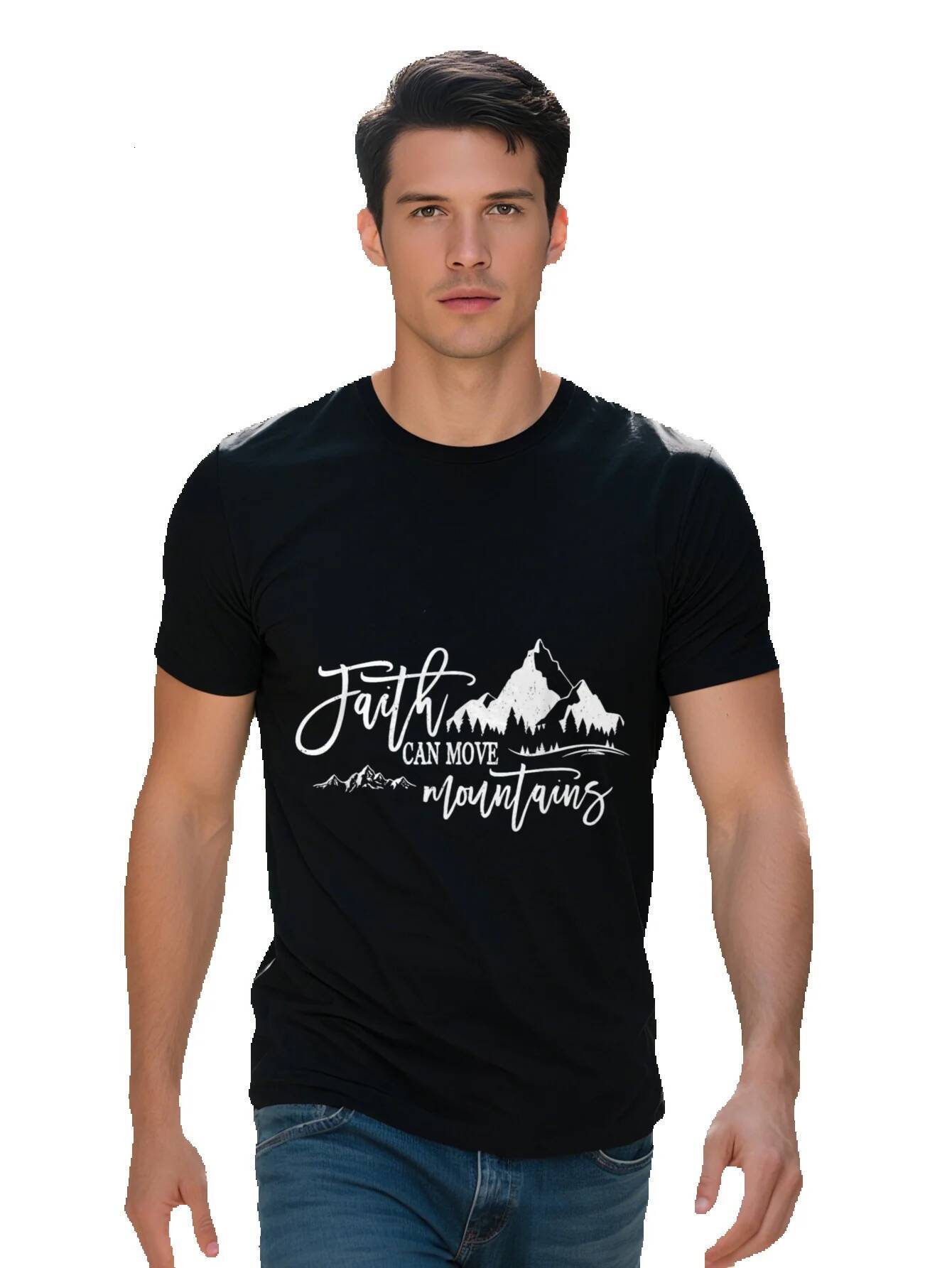 Faith Can Move Mountains Christian Jesus Christ God Bible T Shirt, funny graphic tee for men and women, breathable cotton aa7da