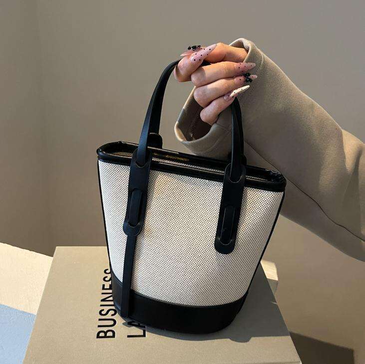 Trendy Color-Block Bucket for Women 2025 New Versatile Shoulder Crossbody High-End Simple Commuter Bag