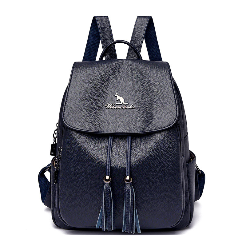 Fashion Tassel for Women 2025 New Versatile Large Capacity Soft Leather Student School Bag Commuter Travel Backpack ddmymoon