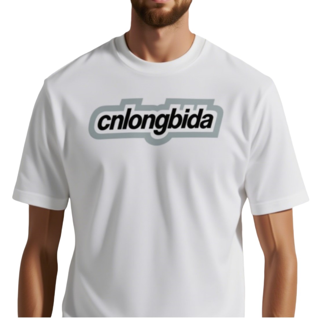 CNLONGBIDA Men's T-Shirts 100% Cotton Brand Printed Sleeved T-Shirt Casual Round Neck Mens T Shirt