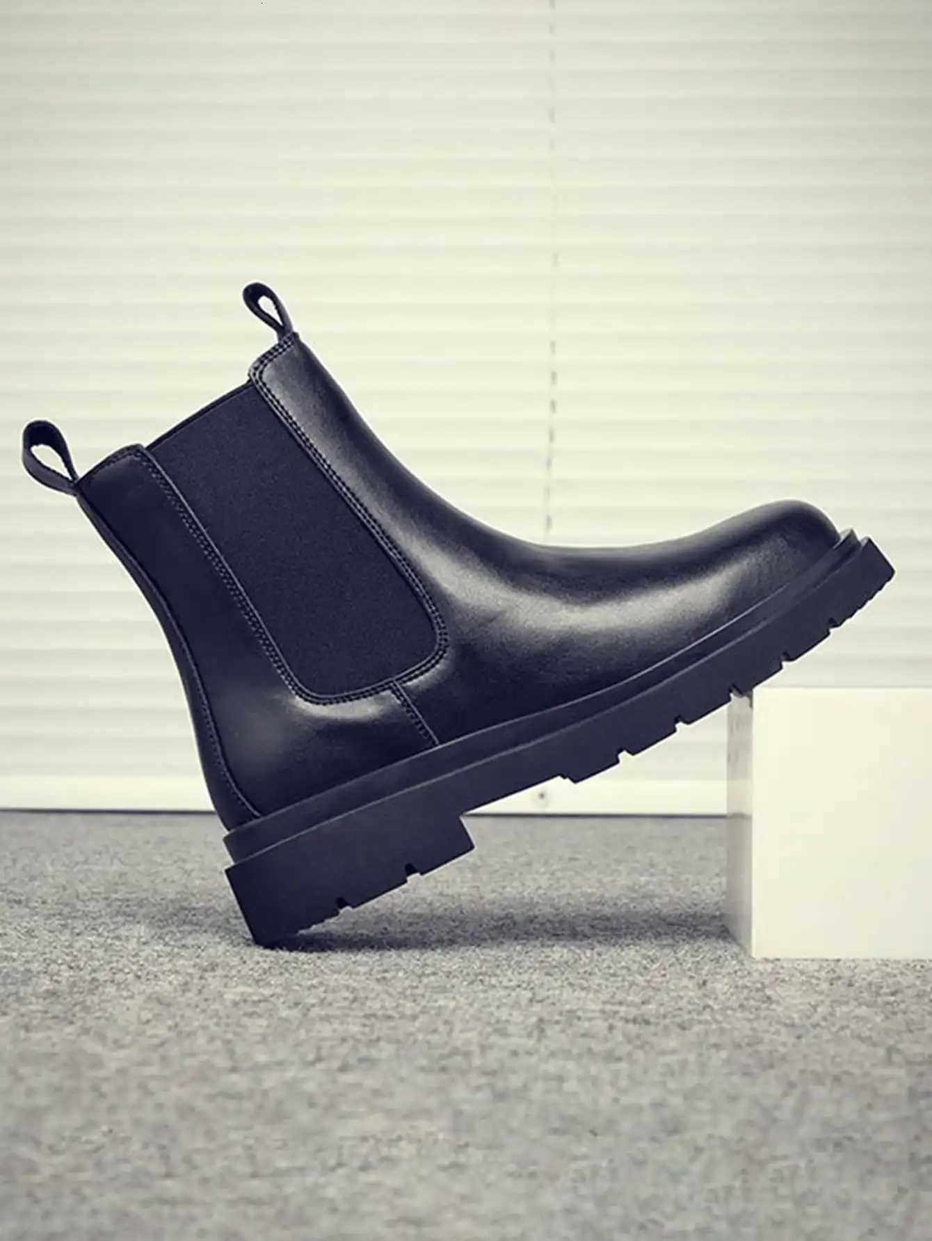 Mens Double Elastic Chelsea Boots W250811