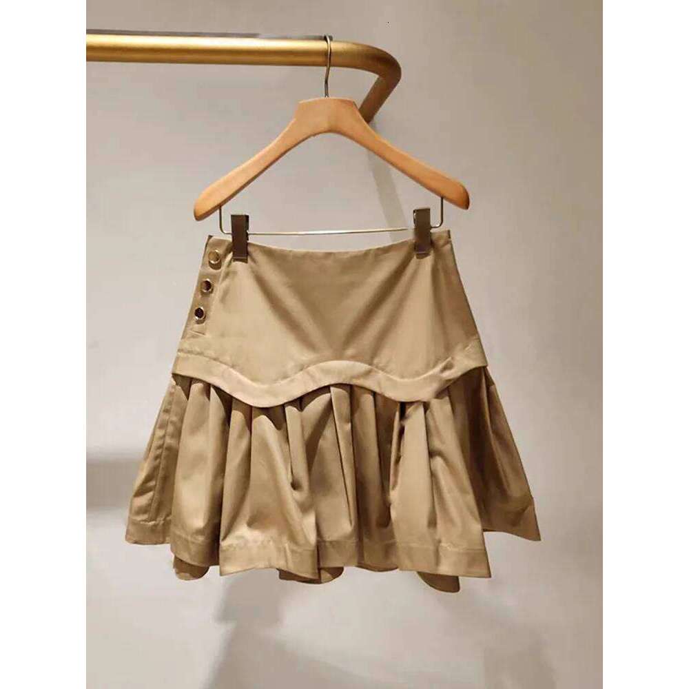 Designer Clothing 2025 Women's Notched Collar Short Windbreaker Double Breasted Loose Coat Or Side Buttons Pleated Mini Skirt Set